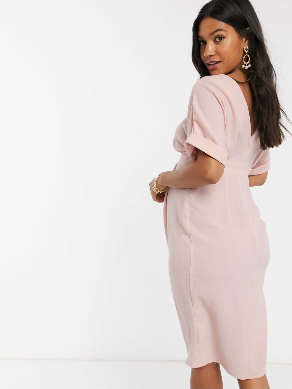NWT ASOS DESIGN Blush Maternity Wiggle Midi Dress - Picture 2 of 4